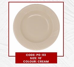 Oasis Melamine Plates (P0-03) Size 10 Cream (1Pcs)